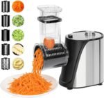 Electric Vegetables Slicer Cheese Shredder, 5-in-1 250W Professional Automatic Salad Fruits Maker Shooter Chopper Machine Kitchen Cutter Grater Food Processor with 5 Different Blades - Image 2
