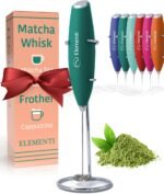 Elementi Matcha Whisk & Frother Set - Powerful Electric Matcha Mixer for Powder, Easy to Use Electric Whisk Kit - Craft Effortless Lattes with the Elementi Milk Frother Wand & Wisk (Emerald Green) - Image 2