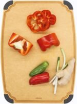 Elihome Essential Series Cutting Board for Kitchen- Natural Wood Fiber Composite, Dishwasher Safe, Eco-Friendly, Juice Grooves, Non-slip Feet, Non-Porous, Reversible, BPA Free, Large- 14" x 10") - Image 2
