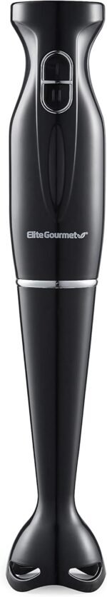 Elite Gourmet EHB1023 Immersion Hand Blender 300 Watts 2 Speed Mixing with Detachable Blades, Detachable Wand Stick Mixer, Smoothies, Baby Food, Soup, Black - Image 2
