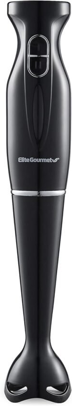 Elite Gourmet EHB3201 Immersion Hand Blender 300 Watts 2 Speed Mixing with Detachable Blades, Detachable Wand Stick Mixer, Smoothies, Baby Food, Soup, Charcoal Black - Image 2
