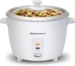 Elite Gourmet ERC-003X Electric Rice Cooker with Automatic Keep Warm Makes Soups, Stews, Grains, Hot Cereals, 6 Cups Cooked (3 Cups Uncooked), White - Image 2