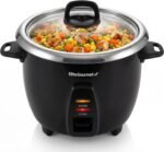 Elite Gourmet ERC2010B Electric Rice Cooker with Stainless Steel Inner Pot Makes Soups, Stews, Porridge's, Grains and Cereals, 10 cups cooked (5 Cups uncooked), Black - Image 2