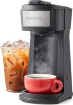 Elite Gourmet HyperChiller EHC210N Iced/Hot Coffee Maker, K-Cup or Coffee Grounds, 8, 10 or 12oz Pours, Removable K-Cup Holder and Reusable Mesh Filter, Drip tray, Black/Stainless-Steel - Image 2