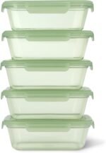 Ello Snap & Nest 10-Piece 4.5 Cup Plastic Meal Prep Set, Reusable Food Containers for Healthy Eating, Freezer, Dishwasher Safe, Sage - Image 2