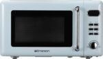 Emerson MWR7020BL Retro Compact Countertop Microwave Oven with Button Control, LED Display, 700W 5 Power Levels, 8 Auto Menus, Glass Turntable and Child Safe Lock, 0.7, Thunderbird Blue - Image 2