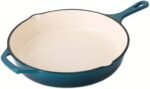 Enameled Cast Iron Skillet, Non Stick Fry Pan, Induction Compatible (Peacock Blue, 10 inch) - Image 2