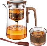 Enchanti Tea Pot, One Touch Glass Teapot with Infuser, Tea Maker for Loose Leaf Tea, Tea Gifts Set -27oz/800ml - Image 2