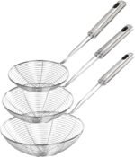 Enhanced Version Stainless Steel Spider Strainer Skimmer Ladle, Set of 3 Sizes Kitchen Strainer Spoon for Cooking and Frying, Pasta Strainer, Food Preparation-32.5cm, 36cm, 38cm - Image 2