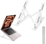 Ergonomic and Foldable Laptop Stand for Desk, Adjustable Riser, Fits All Laptops and Notebooks up to 17,Ultra-Thin,Ventilated Cooling,ABS+Silicone,Silver. - Image 2