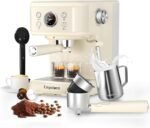 Espresso Machine 20 Bar, 2 in 1 Espresso Maker with Milk Frother Steam Wand for Latte and Cappuccino, Powder and Capsule Portafilter, 50oz Removable Water Tank Coffee Machine for Home-White - Image 2
