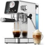 Espresso Machine 20 Bar, Compact Espresso Machine with Milk Frother, Stainless Steel Espresso Maker with Pressure Gauge, 37.2Oz Removable Water Tank for Cappuccino, Latte, Americano - Image 2