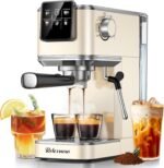 Espresso Machine, 20 Bar Espresso Maker Milk Frother & LCD Panel, Hot & Iced Coffee Machine, Stainless Steel Espresso Coffee Machine with 41oz Water Tank for Cappuccino, Latte - Image 2