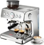 Espresso Machine, 20 Bar Semi-Automatic Espresso Machine with Grinder & Milk Frother Steam Wand, 1450W Home Cappuccino Latte Machine with Removable 95 Oz Water Tank, Stainless Steel - Image 2