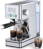Espresso Machine 20 Bar, Stainless Compact Espresso Maker with Steam Milk Frother, 57.5OZ Water Tank, Touch Screen Indicator of Making Time, for Latte, Cappuccino, Silver (2025 updated model) - Image 2