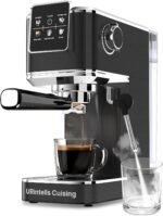 Espresso Machine 20 Bar,Touch Screen Espresso Maker with Steam Milk Frother,Compact Stainless Steel Coffee Machine for Cappuccino Latte Americano Espresso Cool,Gift for Coffee Lovers,Black - Image 2