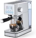 Espresso Machine, 20Bar Compact Stainless Espresso Maker, With Milk Frother Steam Wand, 57.5OZ Removable Water Tank, Displays Making Time & Water Temperature, Cold Brew & Cappuccino, Silver - Image 2