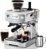 Espresso Machine, 4-IN-1 Professional 58MM Espresso Machine with Grinder 5 Temp Adjust & Compact Espresso Maker 15 Bar with Powerful Milk Frother, One-Touch Americano/Espresso, Stainless Steel - Image 2