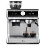 Espresso Machine With Grinder, Barista Express Espresso Machine, 20 Bar Expresso Coffee Machines with Milk Frother Steam Wand, Cappuccino & Latte Machine for Home, Silver - Image 2
