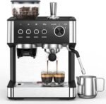 Espresso Machine with Grinder, 15 Bar Expresso Coffee Machines with Milk Frother Steam Wand, Professional Espresso Maker with Removable Water Tank, Cappuccino & Latte Machine for Home - Image 2