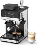 Espresso Machine with Grinder, 20Bar Expresso Coffee Machines with Milk Frother, Professional Compact Stainless Steel Coffee Maker for Espresso, Latte & Cappuccino, Perfect for Home Use - Image 2