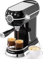 Espresso Machine with Milk Frother, 20 Bar Espresso Maker for Latte and Cappuccino, Expressions Coffee Machine with Removable Water Tank (Black) - Image 2