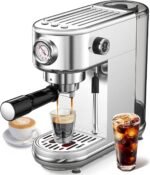 Espresso Machine with Milk Frother, 20 Bar Pressure Espresso Maker, with 44OZ Removable Tank, Compact Stainless Steel Coffee Machine for Home, Office, Latte, Cappuccino, Gift for Women or Men - Image 2