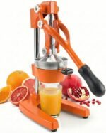 Eurolux Cast Iron Citrus Juicer | Extra-Large Commercial Grade Manual Hand Press | Heavy Duty Countertop Squeezer for Fresh Orange Juice (Bonus Stainless Steel Cup) (Orange) - Image 2