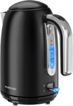 Evoloop Electric Kettles, 1.7L Tea Kettle, Hot Water Boiler Heater, Stainless Steel Electric Teapots BPA Free, Auto Shut-Off & Boil-Dry Protection, 120V/1500W-Black - Image 2