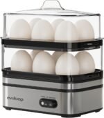 Evoloop Rapid Egg Cooker Electric 12 Eggs Capacity, Soft, Medium, Hard Boiled, Poached, Omelet Maker Egg Poacher & Vegetable Steamer, BPA Free Tray - Image 2