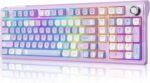 F98 Wireless Mechanical Keyboard with Knob, Thocky Creamy Keyboard with Number pad, Hot Swappable, RGB Backlit Keyboard BT 5.0/2.4G/USB-C for Mac, Laptop & PC Gaming Keyboards, Pink - Image 2
