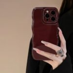 FABSPARK Phone Case for iPhone 16 Pro Max Case,Simple Wave Design Wavy Frame Soft Silicone Aesthetic for iPhone 16 Pro Max,Wine Red - Image 2