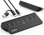 FIDECO Powered USB Hub, 7 Port 10Gbps Fast Data Hub for iPhone 16/15 and Laptop, Full Aluminum USB Splitter with 5V 3A Power Adapter, 4 USB A and 3 USB C Ports, Support BC1.2 Charging - Image 2