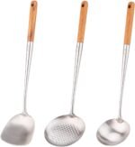 FJNATINH Wok Spatula and Ladle,Skimmer Ladle Tool Set, 17inches Spatula for Wok, 304 Stainless Steel Cooking Utensils - Image 2