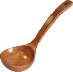 FJNATINH Wooden Ladle with Long Handle, Handmade Soup Ladle for Cooking Kitchen Cookware - Image 2