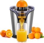 FOHERE Orange Juicer Squeezer Electric Citrus Juicer with Two Interchangeable Cones Suitable for orange, lemon and Grapefruit, Brushed Stainless Steel - Image 2