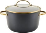 Farberware Forged Induction Ceramic Nonstick Cookware Stockpot with Lid, Dishwasher Safe, Suitable for All Stovetops, 6 Quart Soup Pot, Stockpot - Black and Gold - Image 2