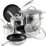 Farberware Millennium Stainless Steel Nonstick Cookware Set, 10-Piece Pot and Pan Set, Stainless Steel - Image 2