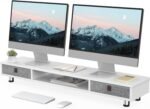 Fenge Dual Monitor Stand with 2 Drawers, 42.5 Inches Large Computer Riser for Desk, Adjustable Height Desk Shelf with Storage for Laptop, PC, TV, Printer - Image 2