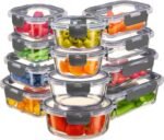 FineDine 24 Piece Premium Borosilicate Glass Meal Prep Containers Glass - Airtight Food Storage Containers with Lids, Hinged Locking Lid, BPA Free, For Meal Prep/Freezer/Oven - Image 2