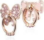Finger Ring Stand Grip,2 Pack Luxury Glitter Diamond Universal Metal Kickstand for iPhone 16/15/14/13 Pro Max, Galaxy S24/S23/S22 Ultra, Finger Ring Grip Holder for All Smartphone, Pink/Bowknot - Image 2