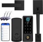 Fingerprint Door Lock with Handle Sets, BEBASIA Keyless Entry Door Lock, Bluetooth Front Handle Set, Smart Deadbolt, Electronic Keypad Digital Lock with Handle, Black - Image 2