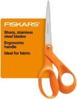 Fiskars 8" Original Orange-Handled Stainless Steel Scissors, Ergonomic and Keeps Material Flat, Sharp All-Purpose Paper and Fabric Scissors for Office, Arts, and Crafts - Image 2