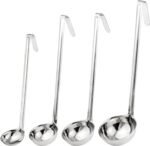 Fit Meal Prep Stainless Steel Soup Ladle One-Piece Sauce Spatula with Hook Handles, Commercial Grade Serving Spoon, Kitchen Tool for Restaurant or Home Cooking [Pack of 4] - 2oz, 4oz, 6oz, 8oz - Image 2