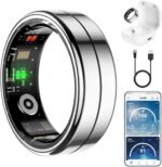 Fit Ring for Women Men, Ring Health Tracker with Heart Rate,Blood Oxygen,Heart Rate Variability, Stress, Sleep Monitor, Step Counter, Smart Ring for iPhone & Android, No Subscription Fee (Silver, 13#) - Image 2