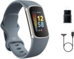 Fitbit Charge 5 Advanced Fitness Tracker with GPS, Heart Rate, Sleep & Health Tracker - Power Bundle with Adapter (Blue Stainless Steel) - Image 2