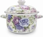 Flower Enamel on Steel Stock Pot/Stockpot with Lid, 3 Quart (style2) - Image 2