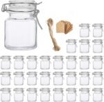 Flrolove Spice Jars 30 Pack 4oz Square Glass Jars with Leak Proof Rubber Gasket & Hinged Lid,Small Glass Containers with Airtight Lids for Home, Party Favors - Image 2