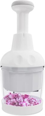 Food Chopper, Handheld Veggie Chopper for Vegetable, Onion, Garlic, Nut, Hand Vegetable Cutter, Dishwasher-safe, Stainless Steel Blade, White. - Image 2
