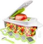 Food Dicer Chopper 5 Blades, Onion Dicer Chopper, Fruit and Veggie and Vegetable Chopper, Light Green - Image 2